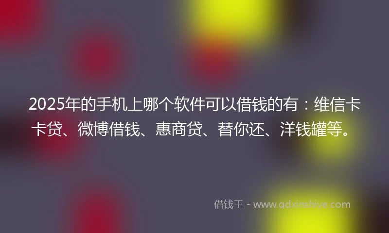 2025年的手机上哪个软件可以借钱的有：维信卡卡贷、微博借钱、惠商贷、替你还、洋钱罐等。