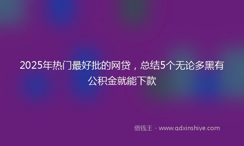 2025年热门最好批的网贷，总结5个无论多黑有公积金就能下款
