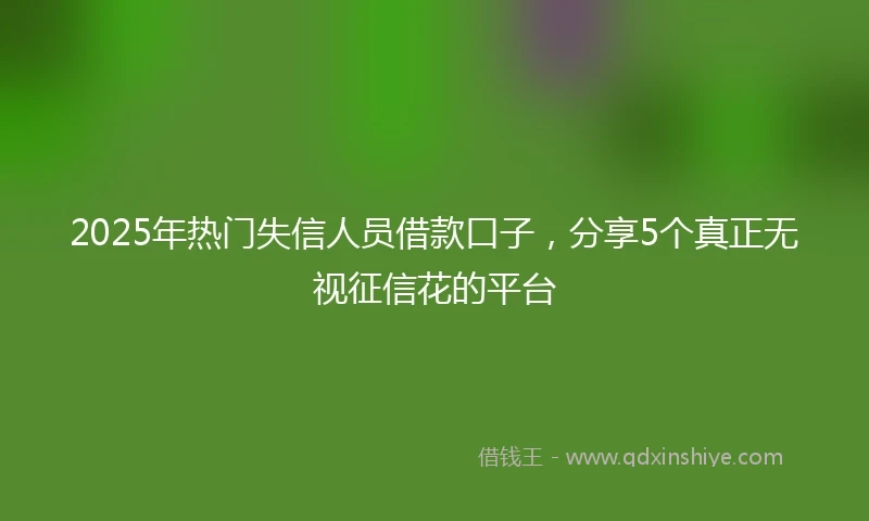 2025年热门失信人员借款口子，分享5个真正无视征信花的平台