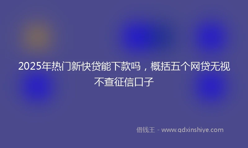 2025年热门新快贷能下款吗，概括五个网贷无视不查征信口子