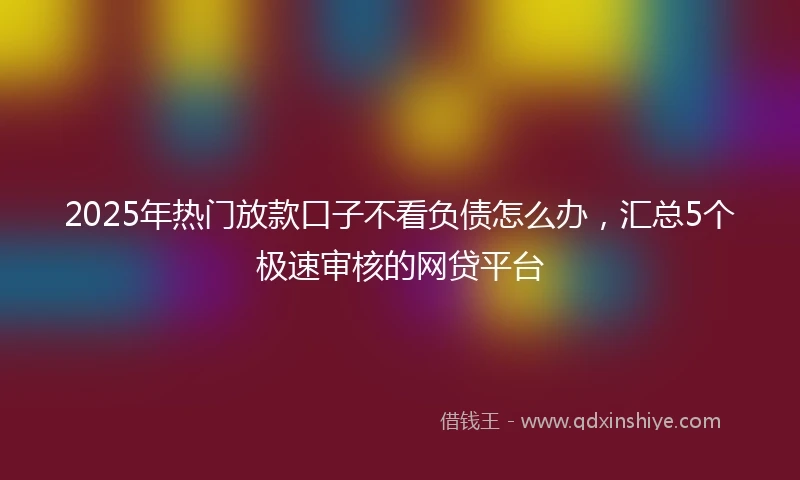 2025年热门放款口子不看负债怎么办，汇总5个极速审核的网贷平台