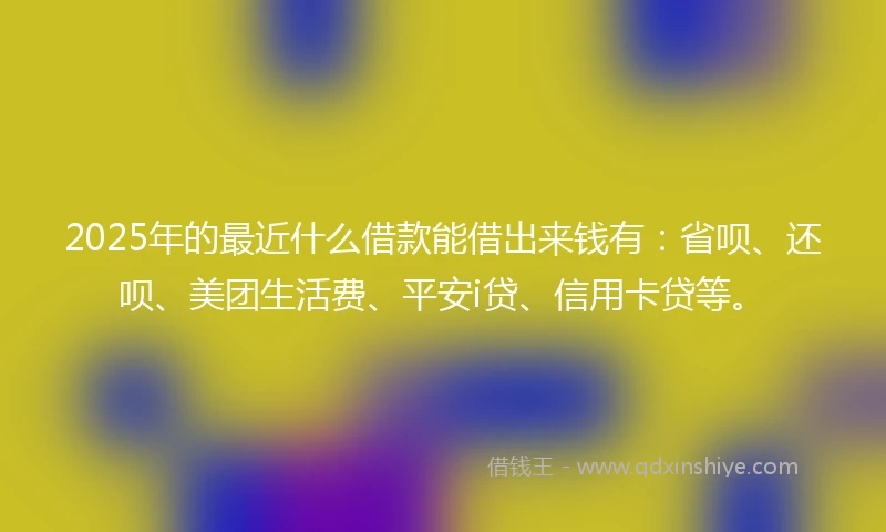 2025年的最近什么借款能借出来钱有：省呗、还呗、美团生活费、平安i贷、信用卡贷等。