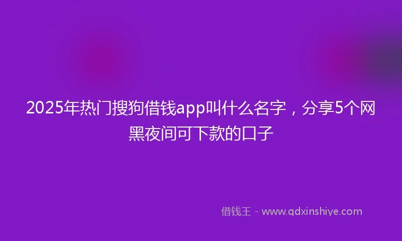 2025年热门搜狗借钱app叫什么名字，分享5个网黑夜间可下款的口子