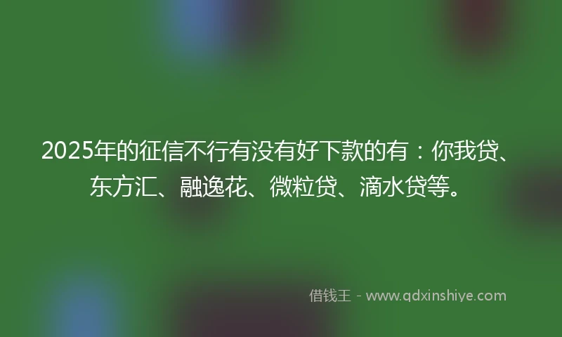 2025年的征信不行有没有好下款的有：你我贷、东方汇、融逸花、微粒贷、滴水贷等。