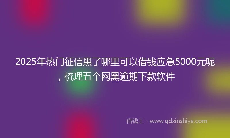 2025年热门征信黑了哪里可以借钱应急5000元呢，梳理五个网黑逾期下款软件