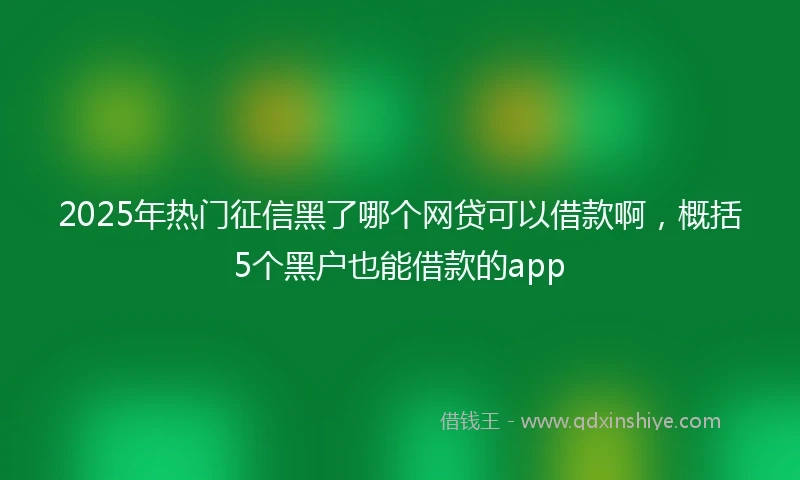 2025年热门征信黑了哪个网贷可以借款啊，概括5个黑户也能借款的app