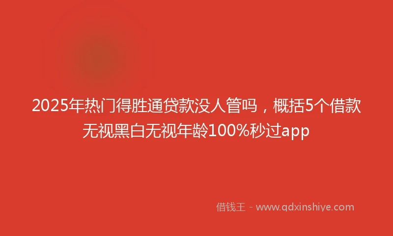 2025年热门得胜通贷款没人管吗，概括5个借款无视黑白无视年龄100%秒过app