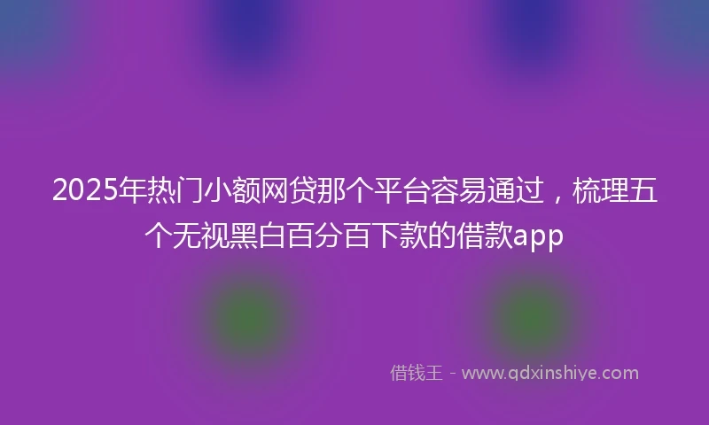 2025年热门小额网贷那个平台容易通过，梳理五个无视黑白百分百下款的借款app