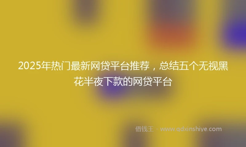 2025年热门最新网贷平台推荐，总结五个无视黑花半夜下款的网贷平台