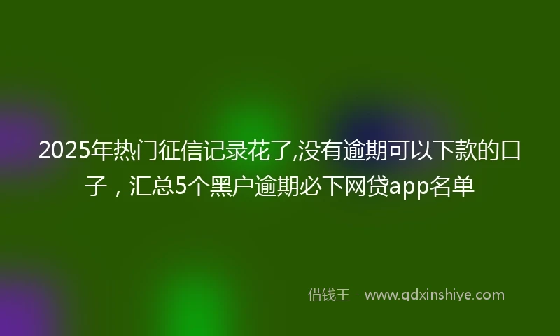 2025年热门征信记录花了,没有逾期可以下款的口子，汇总5个黑户逾期必下网贷app名单