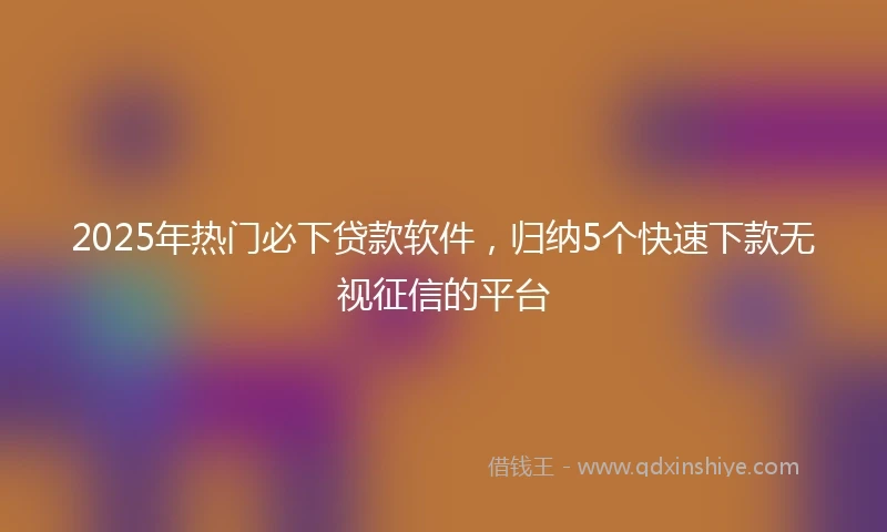 2025年热门必下贷款软件，归纳5个快速下款无视征信的平台