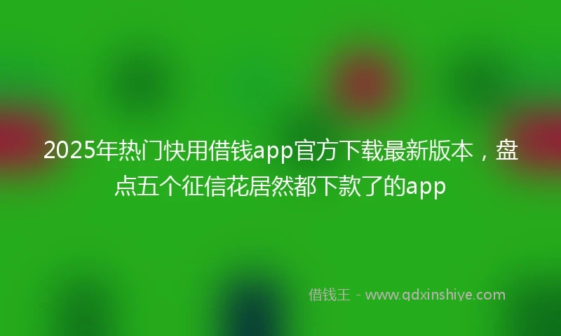 2025年热门快用借钱app官方下载最新版本，盘点五个征信花居然都下款了的app