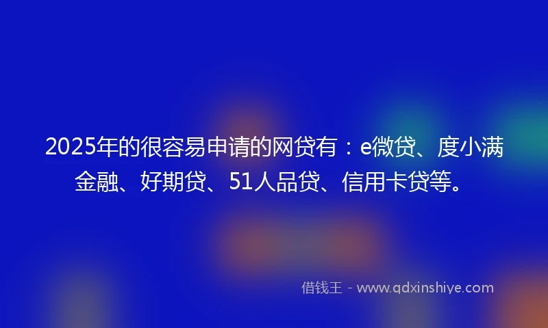 2025年的很容易申请的网贷有：e微贷、度小满金融、好期贷、51人品贷、信用卡贷等。