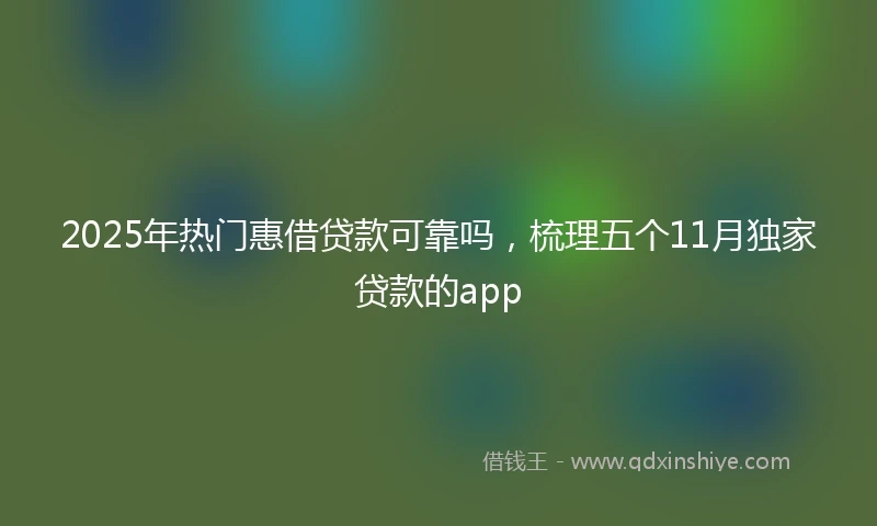 2025年热门惠借贷款可靠吗，梳理五个11月独家贷款的app