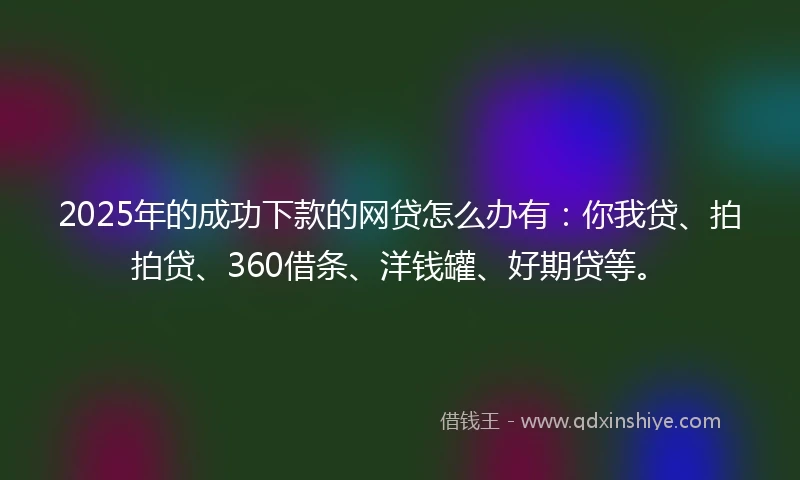 2025年的成功下款的网贷怎么办有：你我贷、拍拍贷、360借条、洋钱罐、好期贷等。