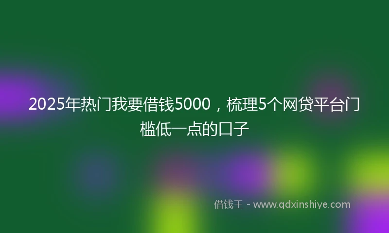 2025年热门我要借钱5000，梳理5个网贷平台门槛低一点的口子