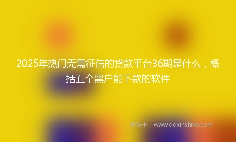 2025年热门无需征信的贷款平台36期是什么，概括五个黑户能下款的软件