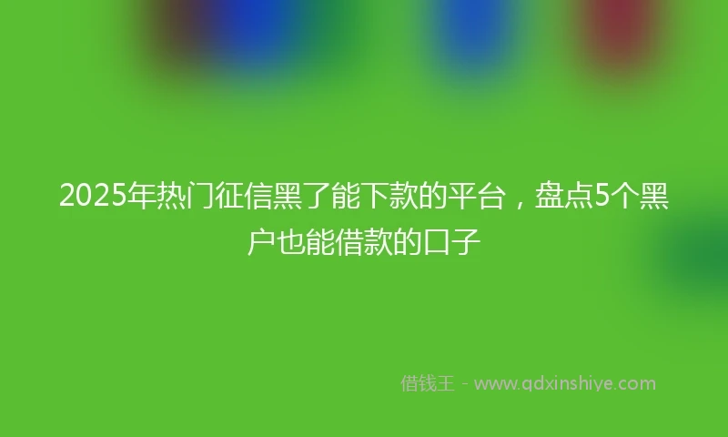 2025年热门征信黑了能下款的平台，盘点5个黑户也能借款的口子