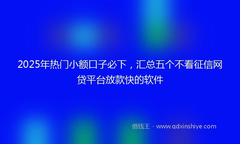 2025年热门小额口子必下，汇总五个不看征信网贷平台放款快的软件