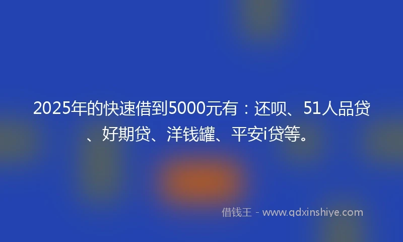 2025年的快速借到5000元有:还呗、51人品贷、好期贷、洋钱罐、平安i贷等。