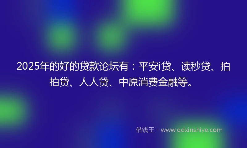 2025年的好的贷款论坛有：平安i贷、读秒贷、拍拍贷、人人贷、中原消费金融等。