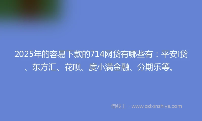 2025年的容易下款的714网贷有哪些有：平安i贷、东方汇、花呗、度小满金融、分期乐等。