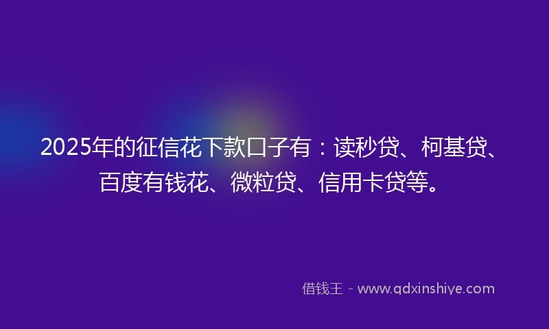 2025年的征信花下款口子有：读秒贷、柯基贷、百度有钱花、微粒贷、信用卡贷等。