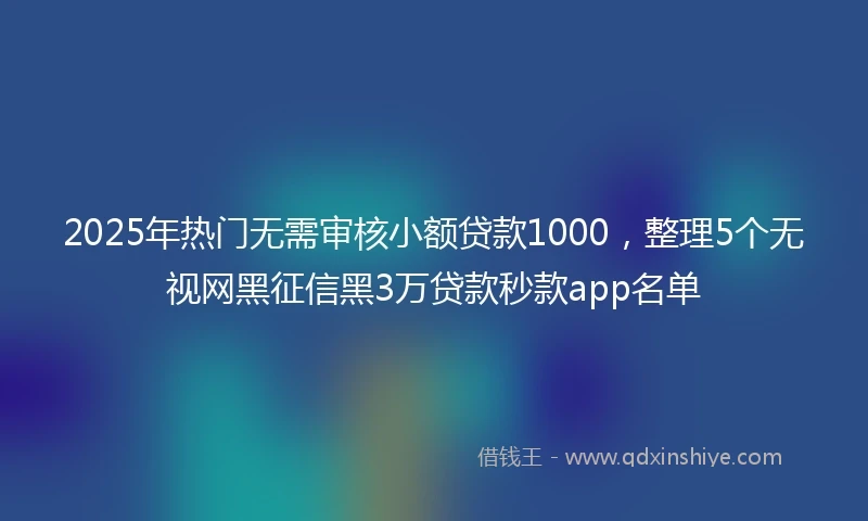 2025年热门无需审核小额贷款1000，整理5个无视网黑征信黑3万贷款秒款app名单
