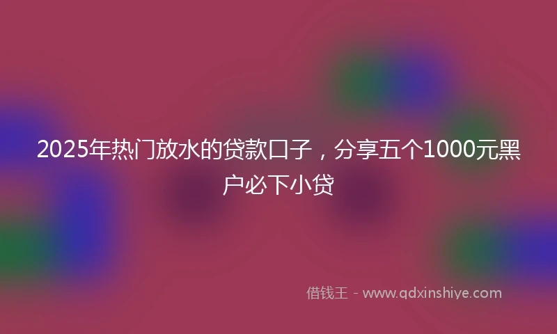 2025年热门放水的贷款口子，分享五个1000元黑户必下小贷