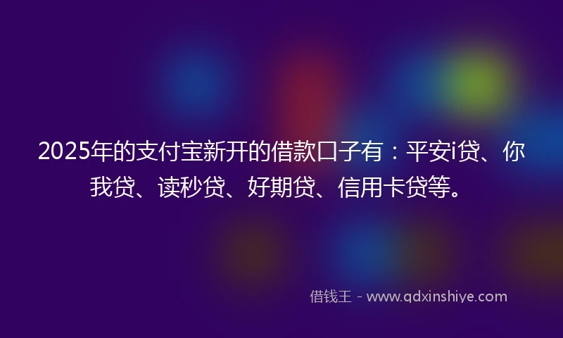 2025年的支付宝新开的借款口子有：平安i贷、你我贷、读秒贷、好期贷、信用卡贷等。