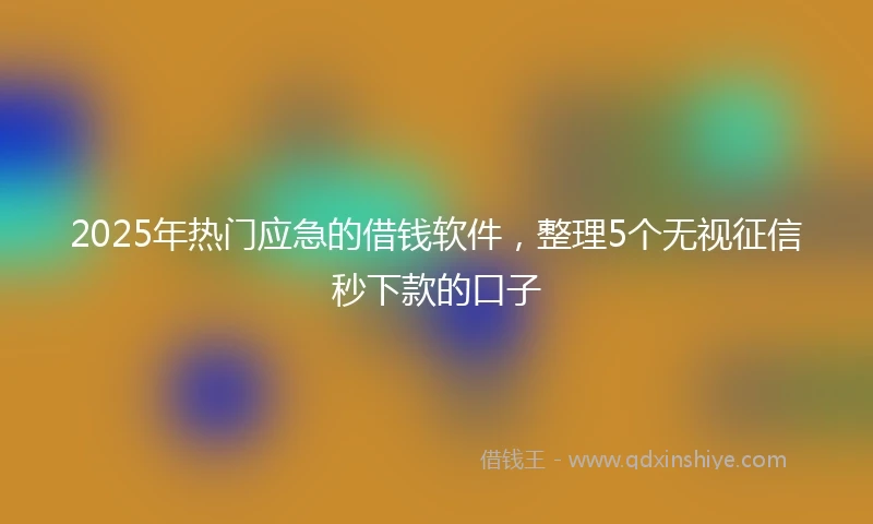 2025年热门应急的借钱软件，整理5个无视征信秒下款的口子