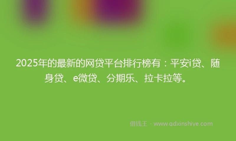 2025年的最新的网贷平台排行榜有：平安i贷、随身贷、e微贷、分期乐、拉卡拉等。