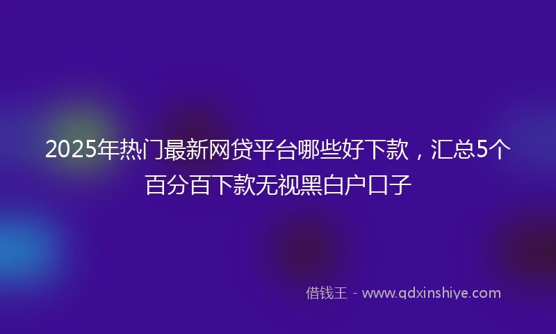 2025年热门最新网贷平台哪些好下款，汇总5个百分百下款无视黑白户口子