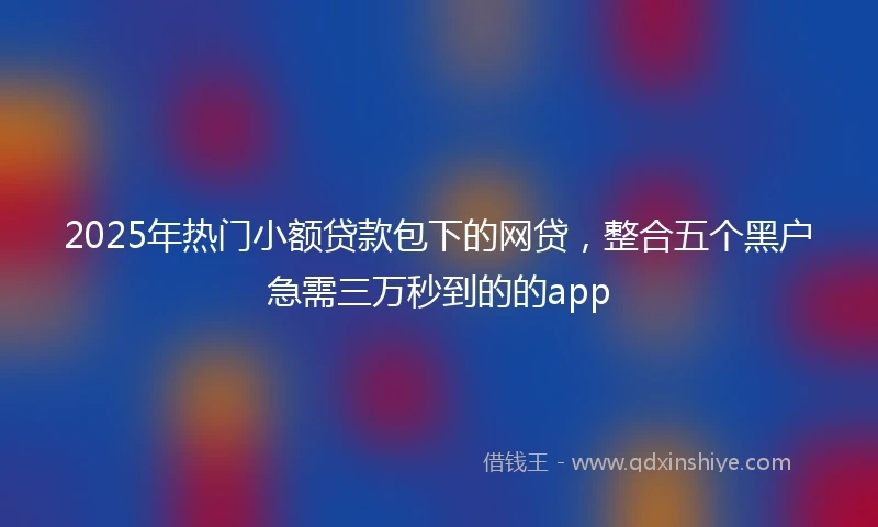 2025年热门小额贷款包下的网贷，整合五个黑户急需三万秒到的的app