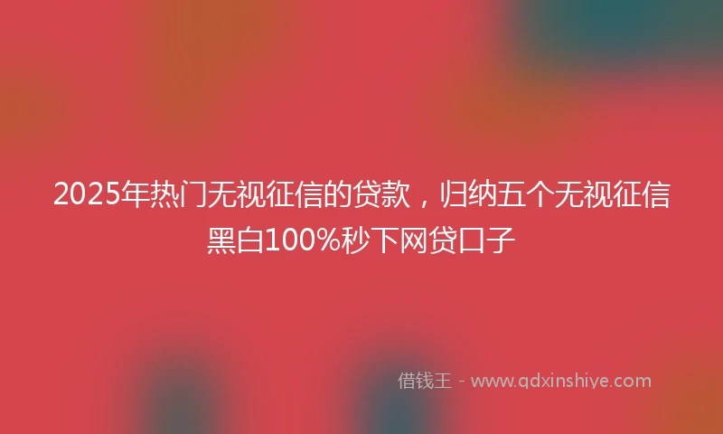 2025年热门无视征信的贷款，归纳五个无视征信黑白100%秒下网贷口子