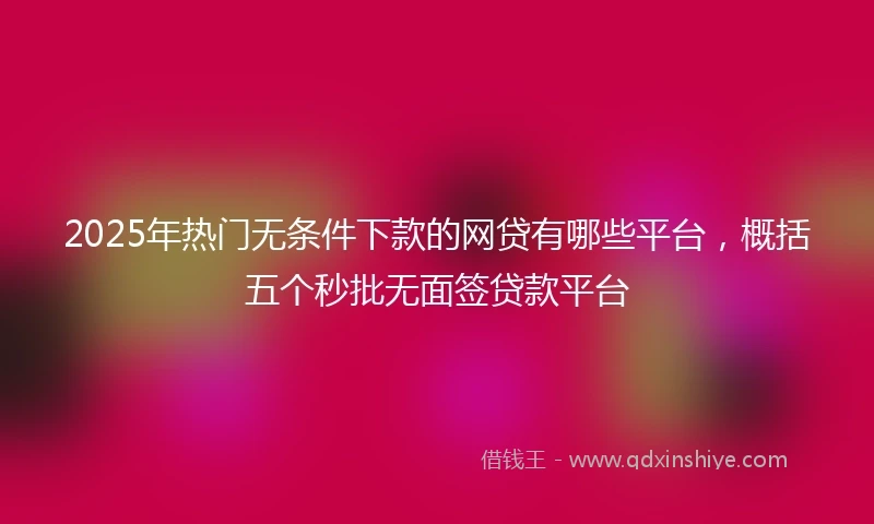 2025年热门无条件下款的网贷有哪些平台，概括五个秒批无面签贷款平台