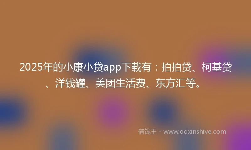 2025年的小康小贷app下载有：拍拍贷、柯基贷、洋钱罐、美团生活费、东方汇等。