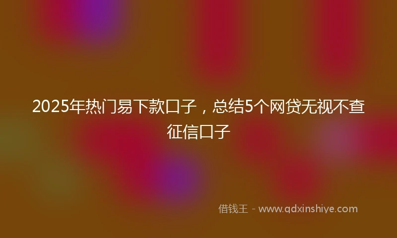 2025年热门易下款口子，总结5个网贷无视不查征信口子