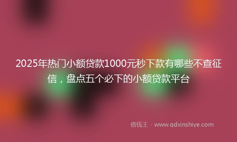 2025年热门小额贷款1000元秒下款有哪些不查征信，盘点五个必下的小额贷款平台