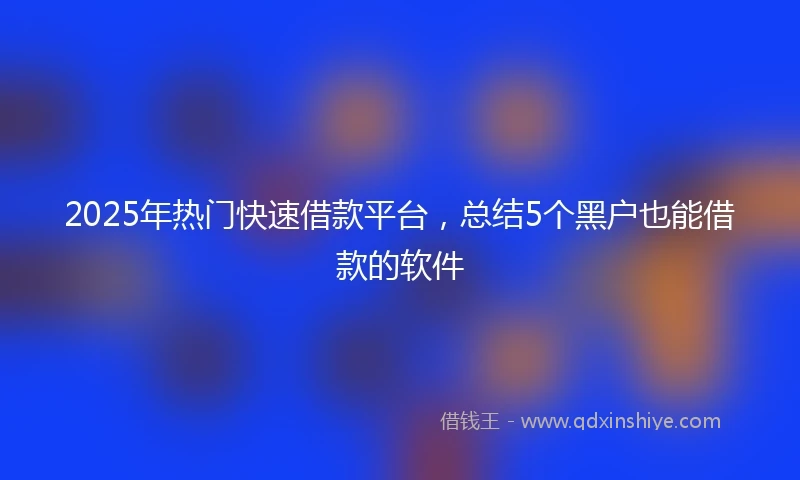 2025年热门快速借款平台，总结5个黑户也能借款的软件