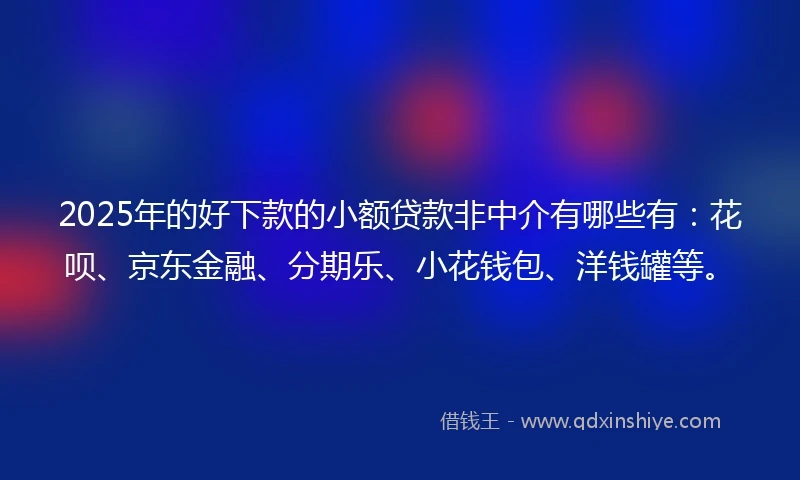 2025年的好下款的小额贷款非中介有哪些有：花呗、京东金融、分期乐、小花钱包、洋钱罐等。