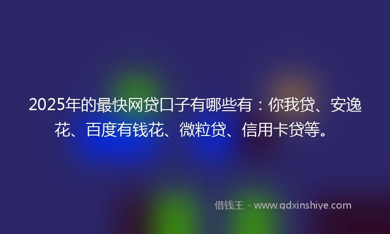 2025年的最快网贷口子有哪些有：你我贷、安逸花、百度有钱花、微粒贷、信用卡贷等。