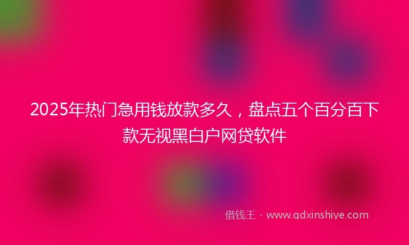2025年热门急用钱放款多久，盘点五个百分百下款无视黑白户网贷软件
