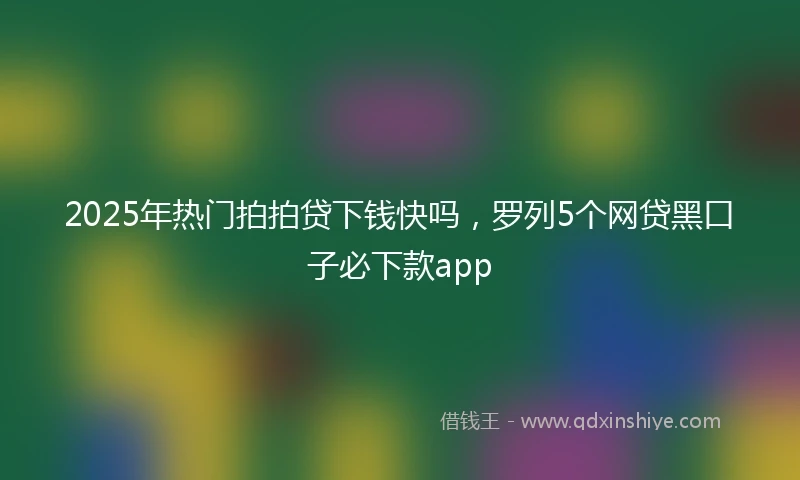 2025年热门拍拍贷下钱快吗，罗列5个网贷黑口子必下款app