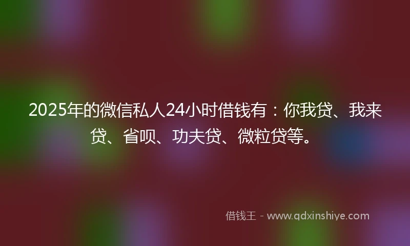 2025年的微信私人24小时借钱有：你我贷、我来贷、省呗、功夫贷、微粒贷等。