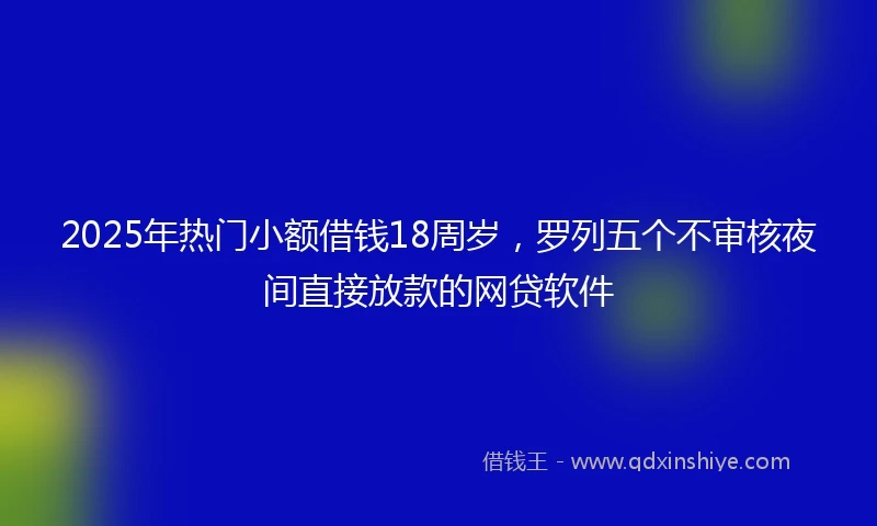 2025年热门小额借钱18周岁，罗列五个不审核夜间直接放款的网贷软件