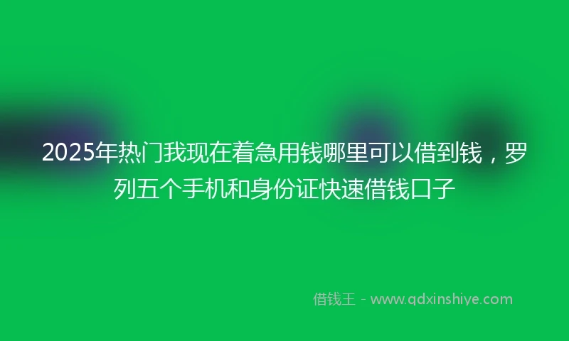 2025年热门我现在着急用钱哪里可以借到钱，罗列五个手机和身份证快速借钱口子