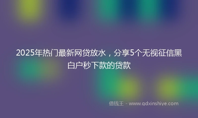 2025年热门最新网贷放水，分享5个无视征信黑白户秒下款的贷款