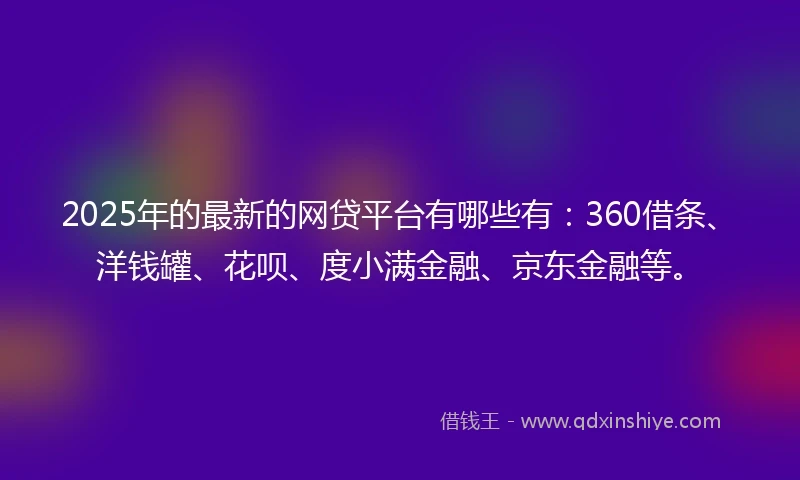 2025年的最新的网贷平台有哪些有：360借条、洋钱罐、花呗、度小满金融、京东金融等。