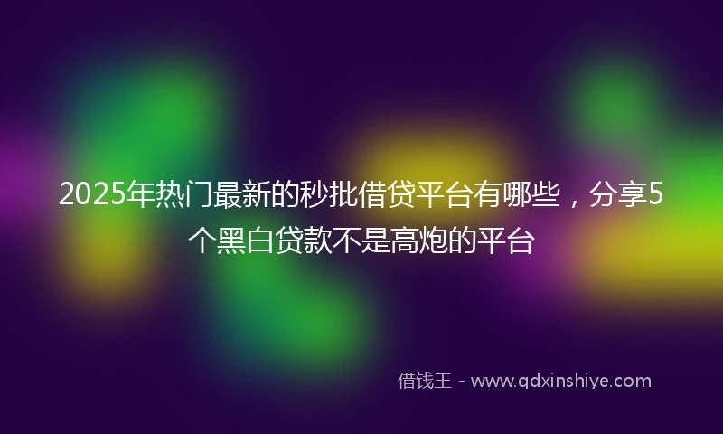 2025年热门最新的秒批借贷平台有哪些，分享5个黑白贷款不是高炮的平台